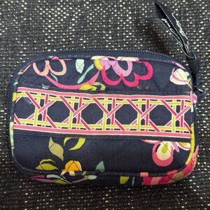 Vera Bradley Ribbons Pattern Quilted Zip Card Pouch, Blue Floral, 2012